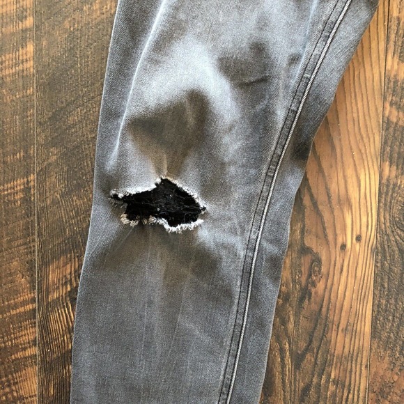 Express Jeans Super Skinny Fit Mens 32x32 (ACTUAL 32x30) Faded Black Distressed - Picture 4 of 16